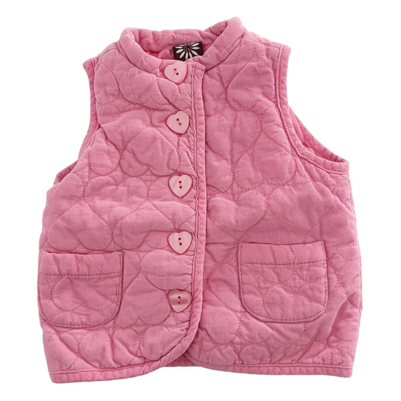 Vintage Kids Pink Quilted Heart Valentines Vest Size 12 Months - Picture 1 of 4